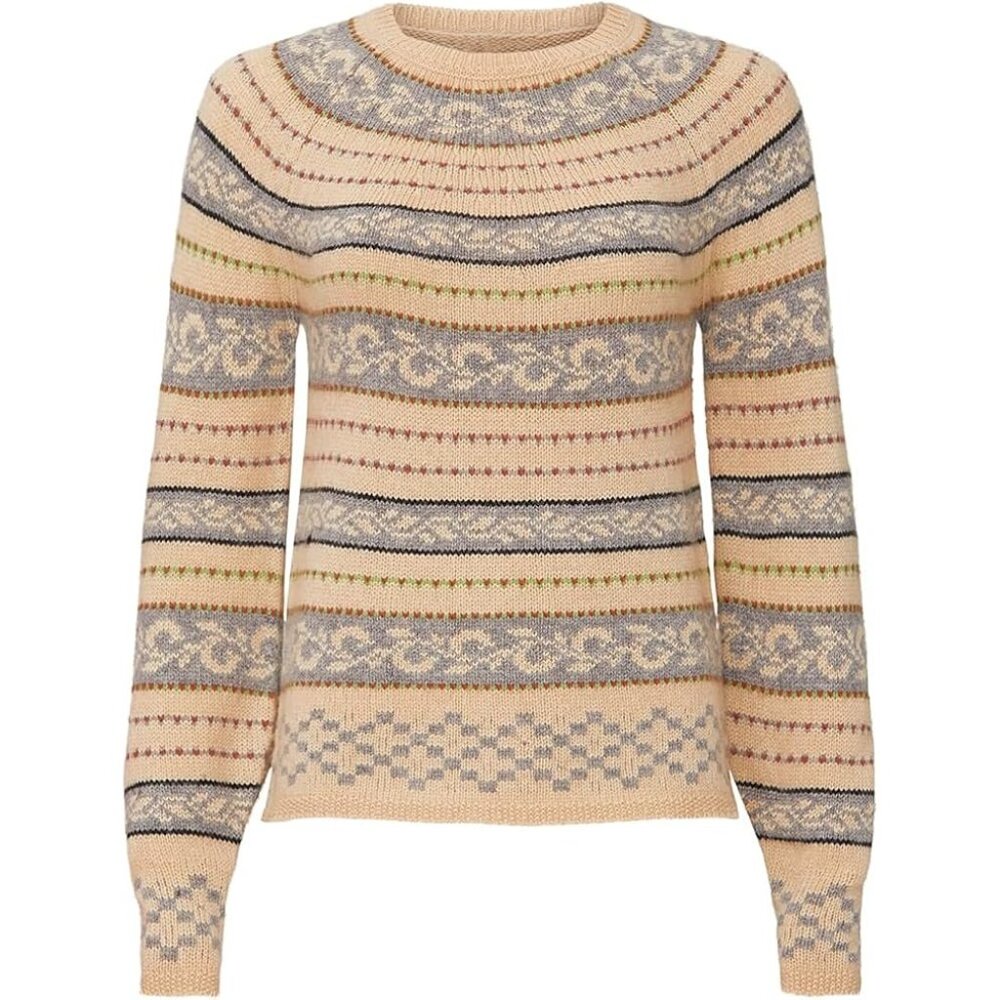 Sweet‎ Baby Jamie Sweater Size Small Novelty Stripe Wool Blend Cream